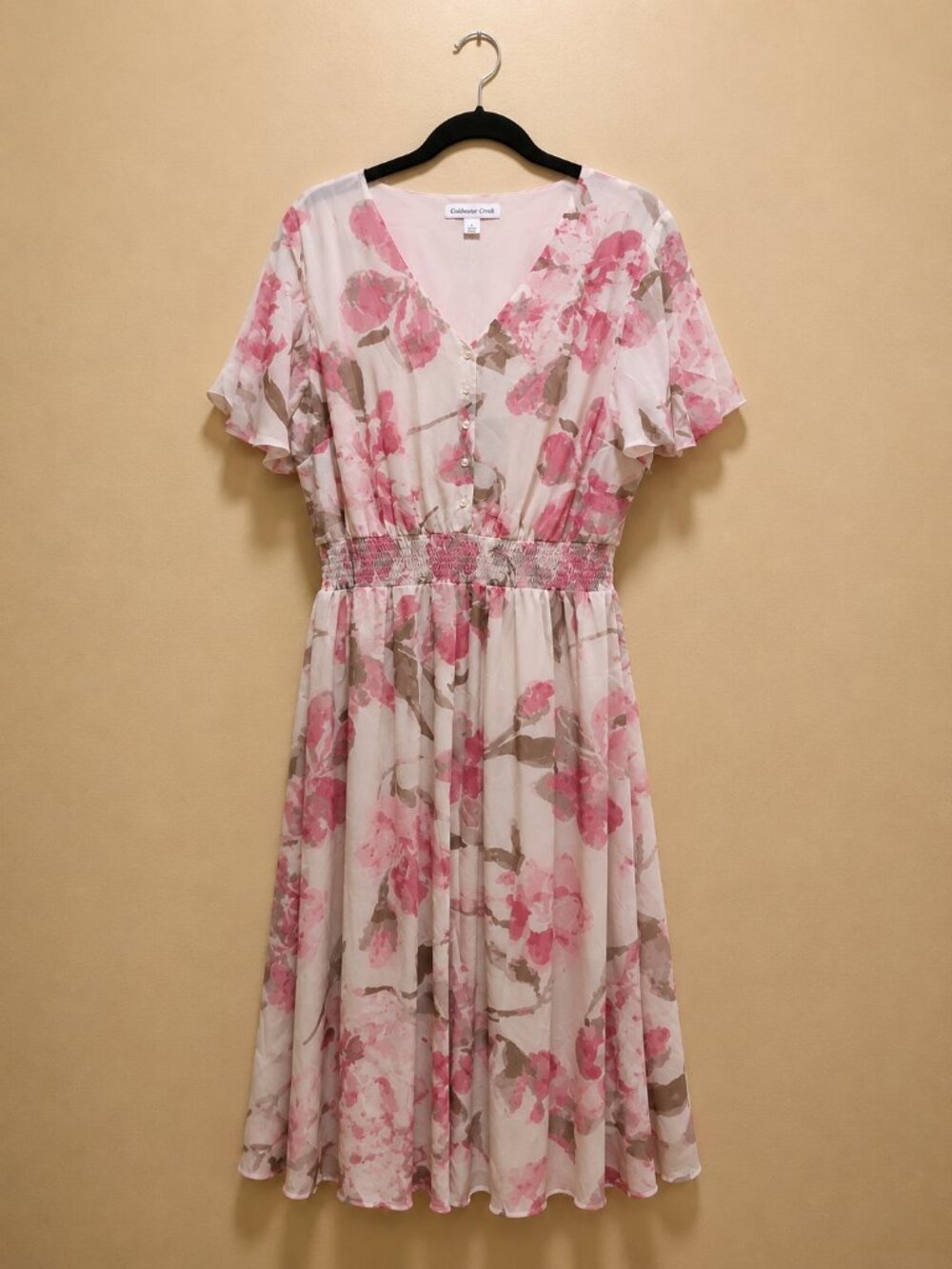 **Coldwater Creek NWT Floral Dress | Size XL | Pink Watercolor Print | New With